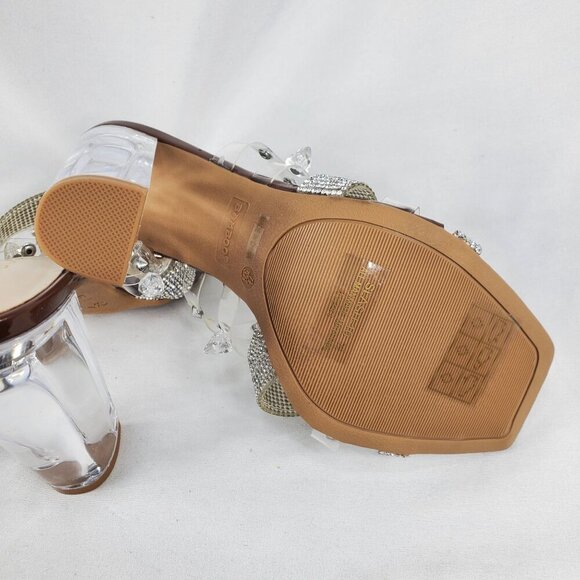 Bamboo Women's Slash -10 Clear Rhinestone High Heels Strappy Size 7.5 - Picture 9 of 11